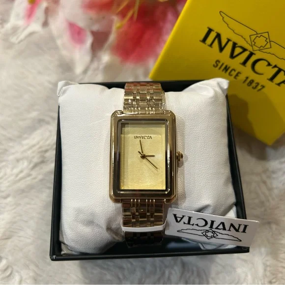 Invicta Women's Gold Wildflower Rectangular Bracelet Watch 26mm - Picture 3 of 5